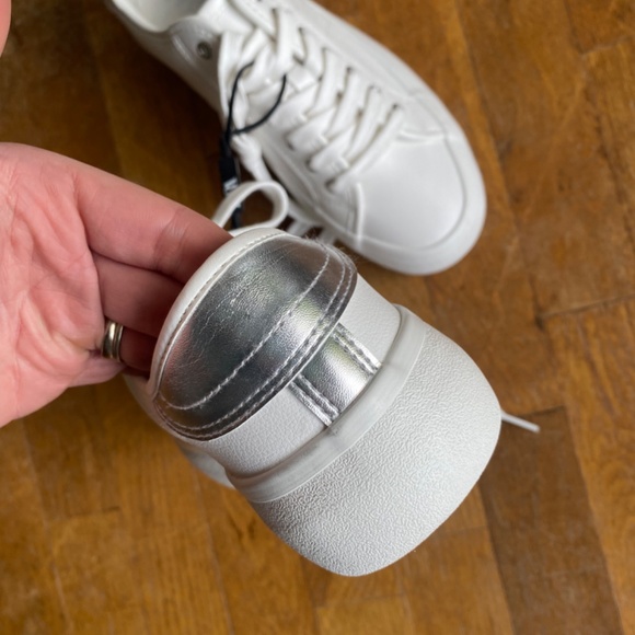 ZARA White sneakers w silver heel detail - Picture 3 of 5